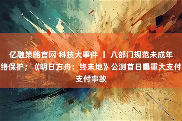 亿融策略官网 科技大事件 丨 八部门规范未成年人网络保护；《明日方舟：终末地》公测首日曝重大支付事故